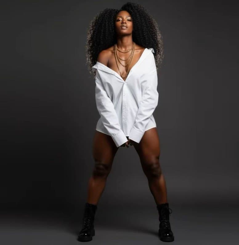 Yina Riascos — editorial portrait white shirt